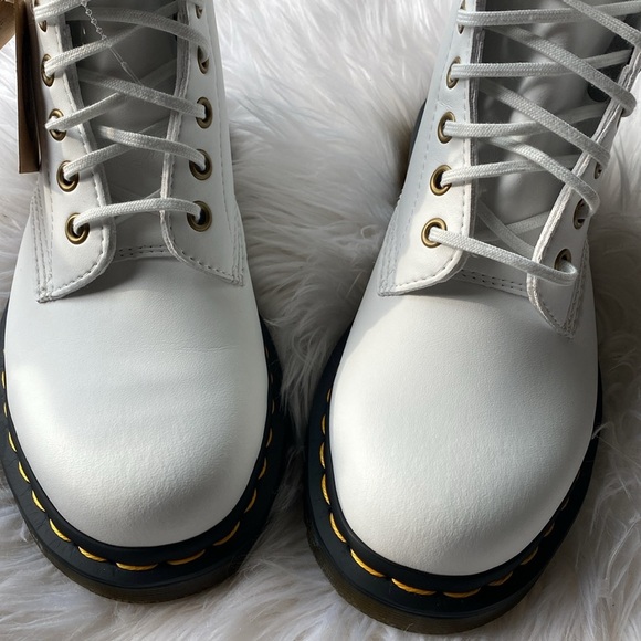 SALE!! DR MARTENS 1460 Vegan Combat Boots white black - Picture 3 of 9
